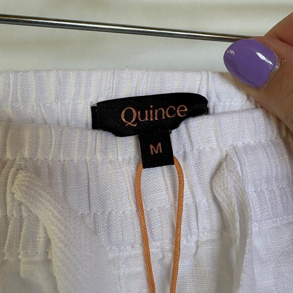 NWT Quince White Linen Mini Shorts Pull On Beach Vacation Elastic Waist Medium - Picture 6 of 8